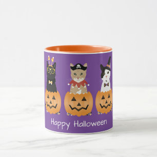 Happy Halloween Cats Kürbislaterne Tasse