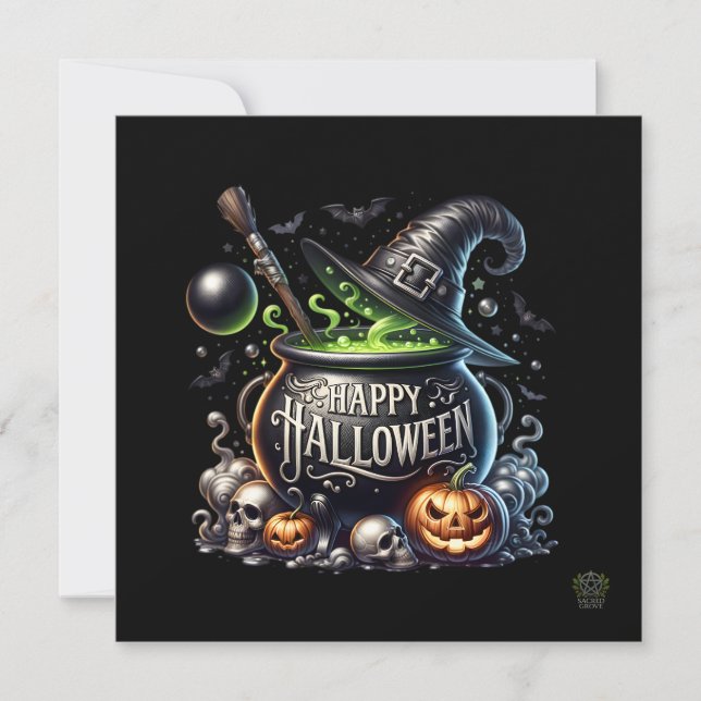Happy Halloween Cauldron Einladung (Vorderseite)