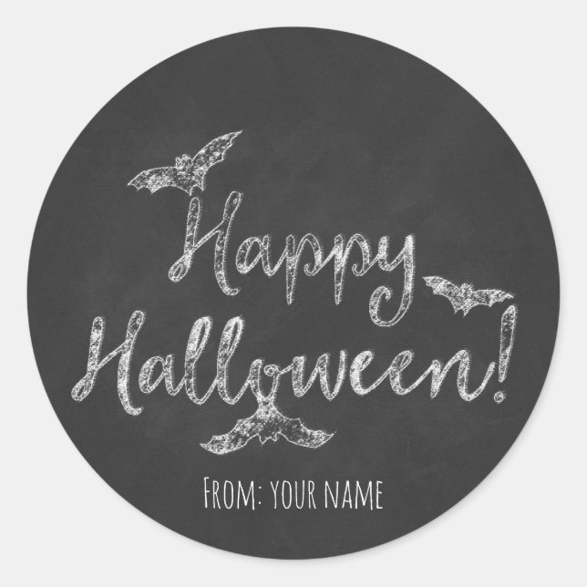 Happy Halloween Chalkboard Chalk Holiday Runder Aufkleber (Vorderseite)