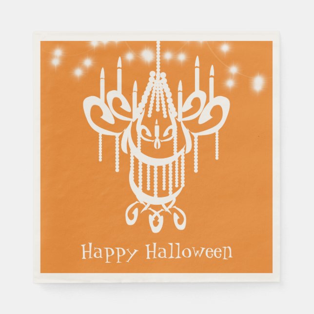 Happy Halloween Chandelier Orange Serviette (Vorderseite)