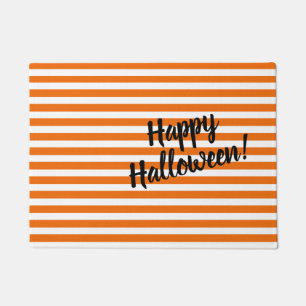 Happy Halloween Chic Niedlich Orange & White Strip Fußmatte