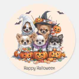 Happy Halloween Chihuahua Dogs Runder Aufkleber