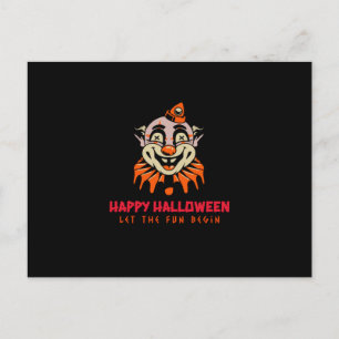 Happy Halloween Clown Ließ den Fun Begin Postkarte