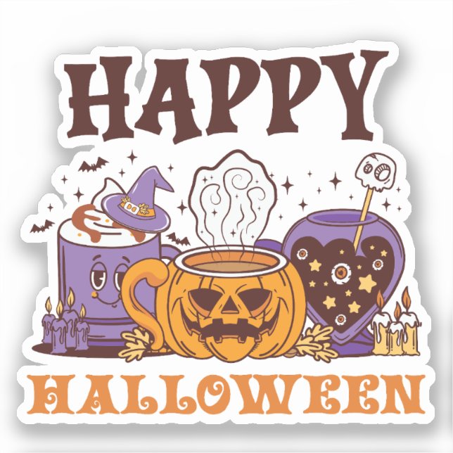 Happy Halloween Coffee Brew Aufkleber (Vorderseite)