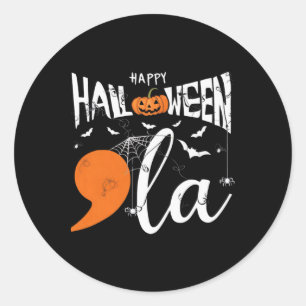 Happy Halloween Comma La Shirt Halloween Kostüm P Runder Aufkleber