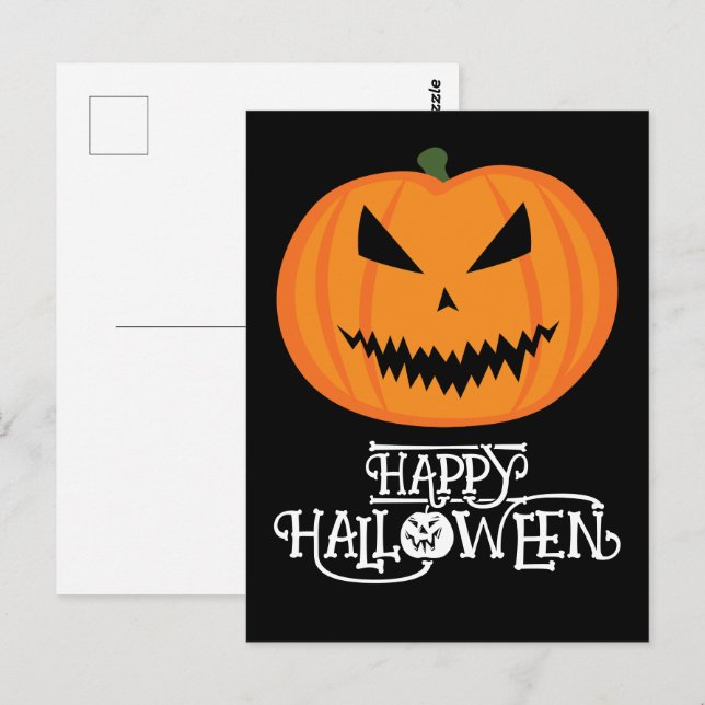 Happy Halloween Cooler beängstigender Jack O'Lante Postkarte (Vorne/Hinten)