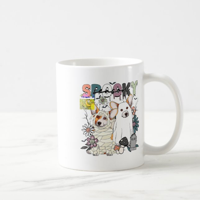 Happy Halloween Corgi Ghost Spooky Saison Herbst A Kaffeetasse (Rechts)