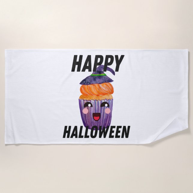 Happy Halloween Costume Halloween Cupcake Strandtuch (Vorderseite)