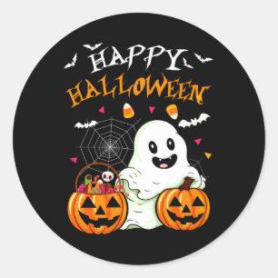 Happy Halloween Costume Lächeln Ghost Pumpkin Jack Runder Aufkleber