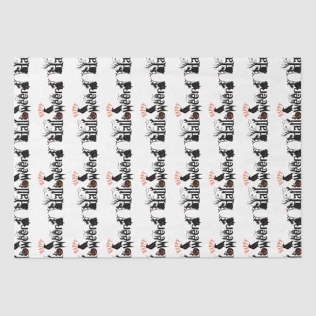 Happy Halloween Creative Typografy Concept Design Seidenpapier (Vorderseite)