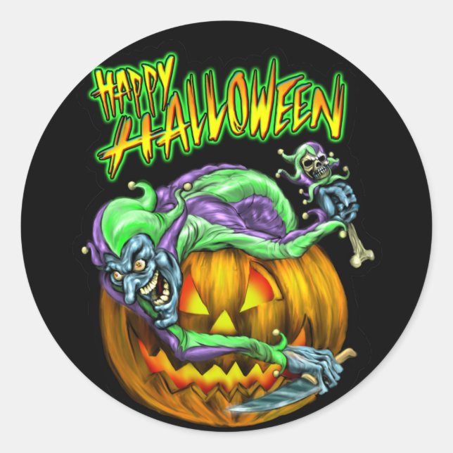 Happy Halloween Creepy JesterKin Sticker (Vorderseite)