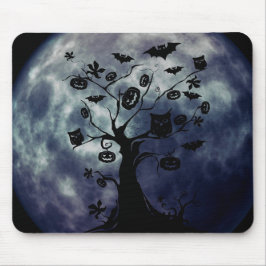 Happy Halloween Creepy Owls auf einem Baummousepad Mousepad