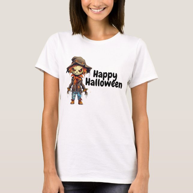 Happy Halloween Creepy Scarecrow T-Shirt (Vorderseite)