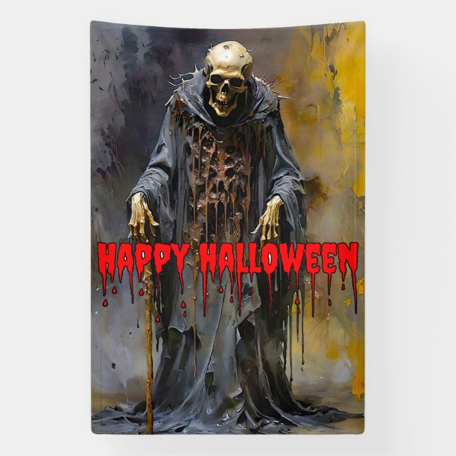 Happy Halloween Creepy Skeleton Banner (Vertikal)