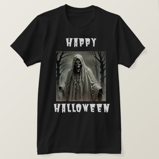 Happy Halloween Creepy Skeleton Man T-Shirt (Design vorne)