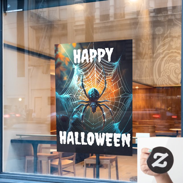Happy Halloween Creepy Spider Fensteraufkleber (Café-Fenster)