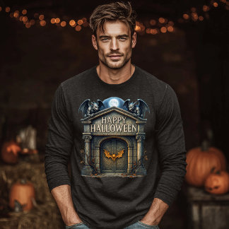 Happy Halloween Crypt mit Gargoyles Tri-Blend Shirt