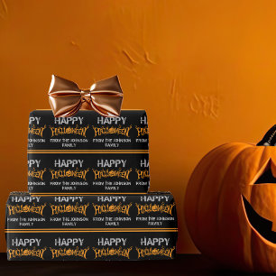 Happy Halloween Custom Black Orange Party Geschenkpapier