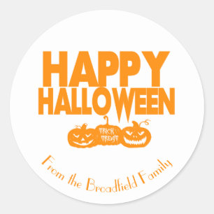 Happy Halloween Custom Family Name Party Runder Aufkleber