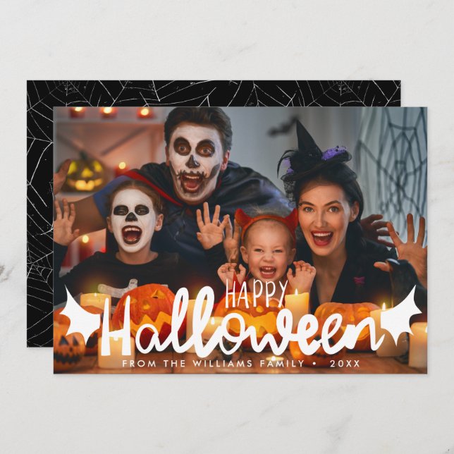 Happy Halloween Custom Foto Halloween Karte (Vorne/Hinten)