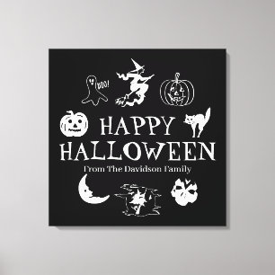 Happy Halloween custom name black spooky decor Leinwanddruck