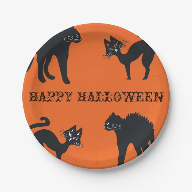 Happy Halloween Custom Paper Teller Black Cats (Vorderseite)