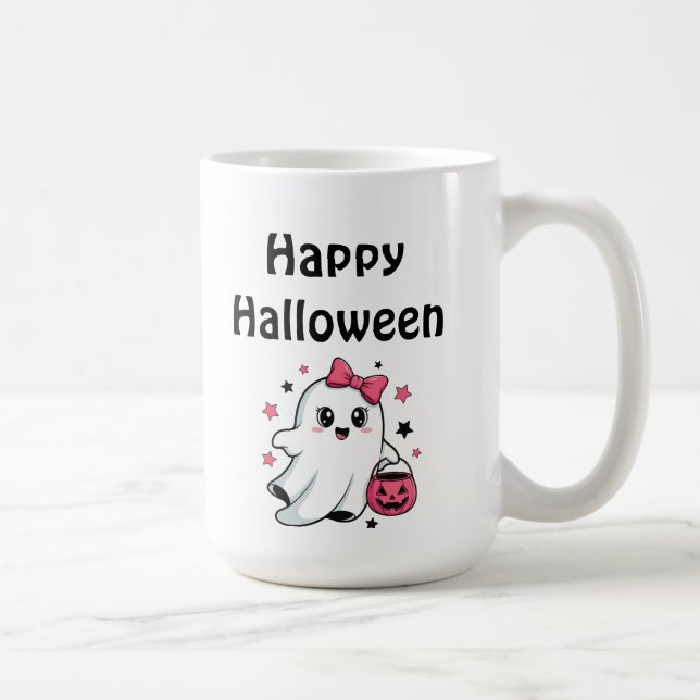 Happy Halloween Cute Pumpkin Ghost Kaffeetasse (Rechts)