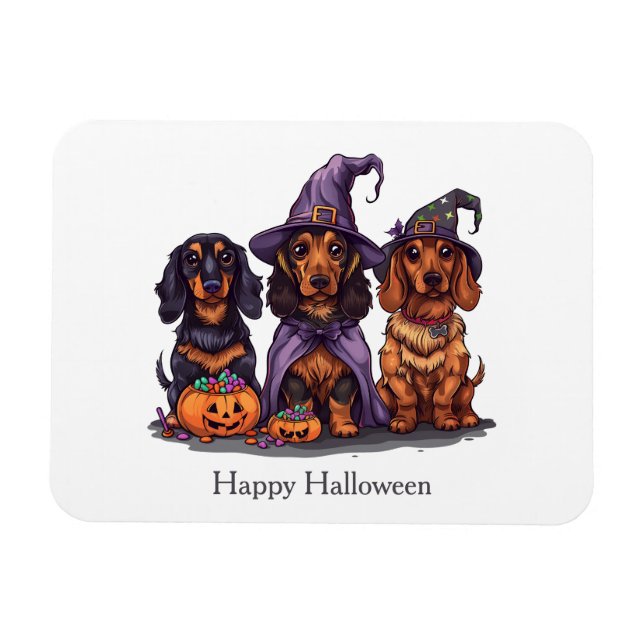 Happy Halloween Dackel Hexenhunde Magnet (Horizontal)