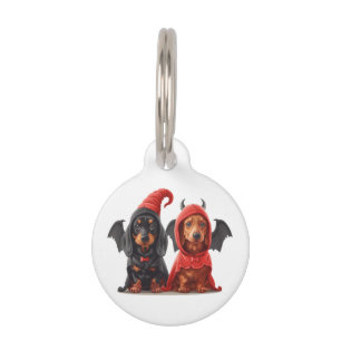 Happy Halloween Dackel Hunde Devil Bat Haustiermarke
