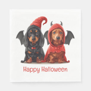 Happy Halloween Dackel Hunde Devil Bat Serviette