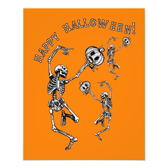 Happy Halloween Dancing Skeleton Danse Macabre Fotodruck (Vorne)