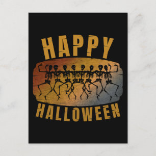 HAPPY HALLOWEEN DANCING SKELETON POSTKARTE