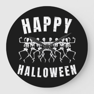 HAPPY HALLOWEEN DANCING SKELETONS GROßE WANDUHR