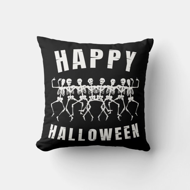 HAPPY HALLOWEEN DANCING SKELETONS KISSEN (Vorderseite)