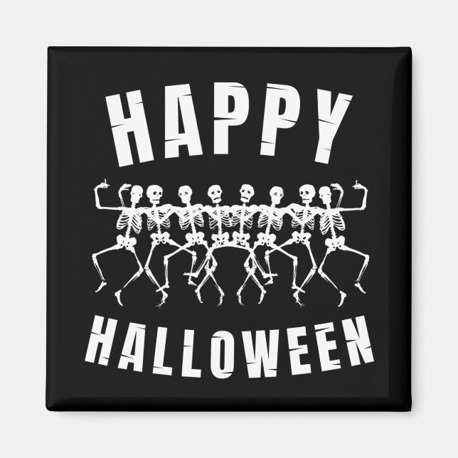 HAPPY HALLOWEEN DANCING SKELETONS MAGNET (Vorne)