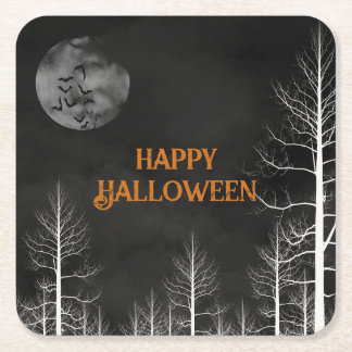 Happy Halloween Dark Woods Party Rechteckiger Pappuntersetzer