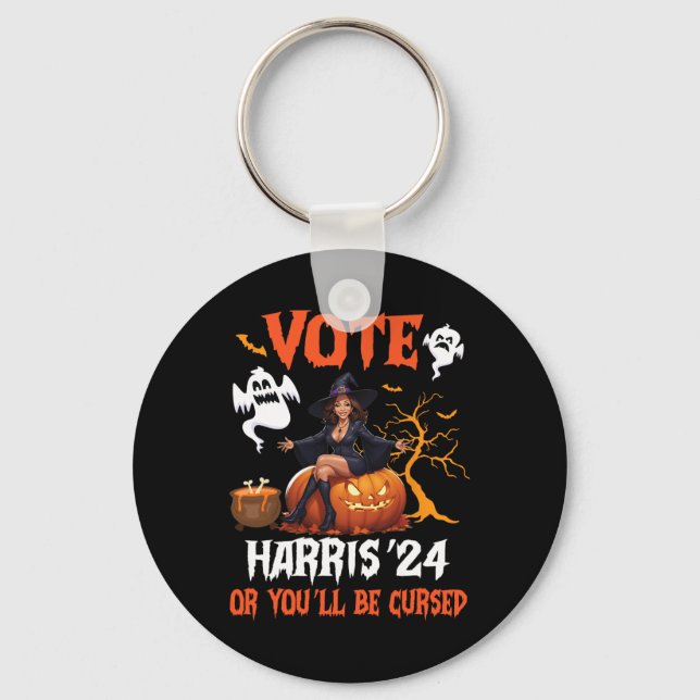 Happy Halloween Day Vote Harris 2024 oder Sie werd Schlüsselanhänger (Vorderseite)