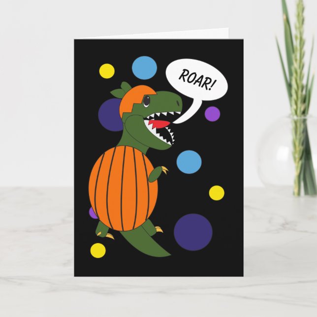 Happy Halloween Dinosaur Trex Funny Personalize Dankeskarte (Vorderseite)