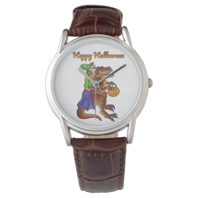 Happy Halloween Dinosaur Wrist Watch Armbanduhr (Vorderseite)