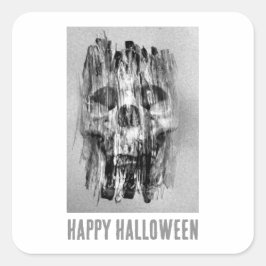 Happy Halloween. Distressed skull Quadratischer Aufkleber