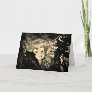 Happy Halloween Doll Head in Sepia Karte