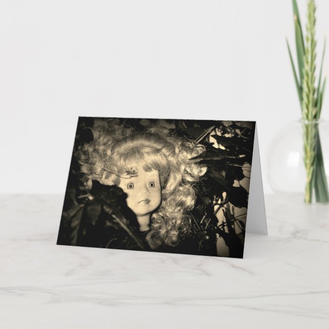 Happy Halloween Doll Head in Sepia Karte (Vorderseite)