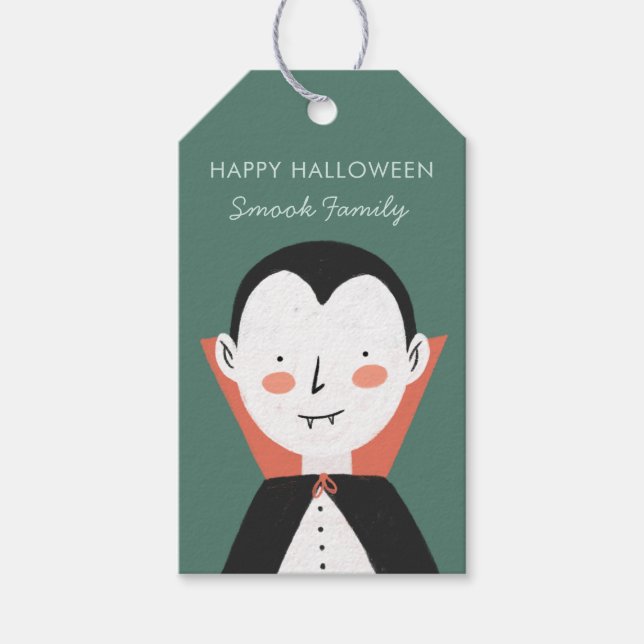 Happy Halloween Dracula Geschenkanhänger (Vorderseite)
