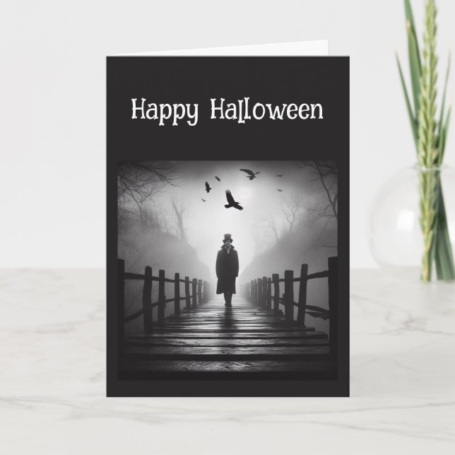 Happy Halloween Edgar Allan Poe Raven Gedicht Karte (Vorderseite)