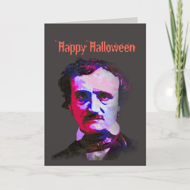 Happy Halloween Edgar Allan Poe Raven Gedicht Karte (Vorderseite)