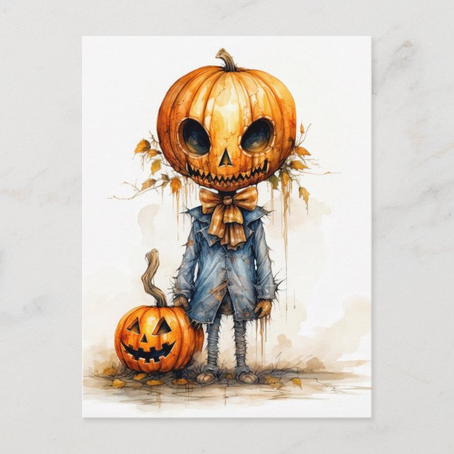 Happy Halloween Eerie Pumpkin Fiend Postkarte (Vorderseite)