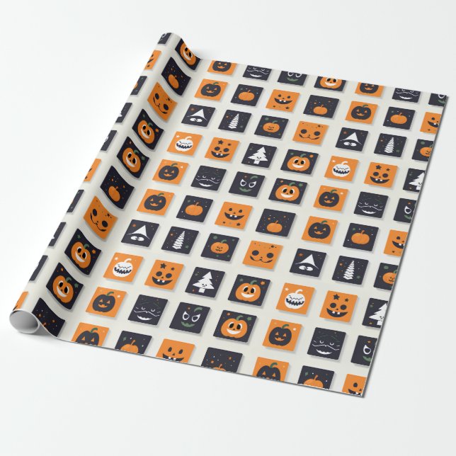 Happy Halloween Emoji for Kids Geschenkpapier (Ungerollt)