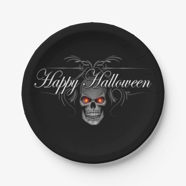 Happy Halloween Evil Skull Pappteller (Vorderseite)