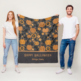 Happy Halloween Fall Pumpkin Family Name Fleecedecke
