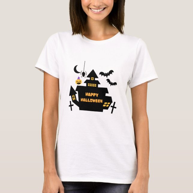 Happy Halloween Family House Ladys T - Shirt (Vorderseite)